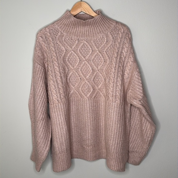 A New Day Mock Turtleneck Pullover Cable Knit Sweater in Pink Size XL NWT - Picture 1 of 6